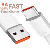 66W High Power Output Type-C Data Cord 6A Super Fast Charge Cable Mobile Phone Charging Wire For Smart Phone USB C Quick Charger