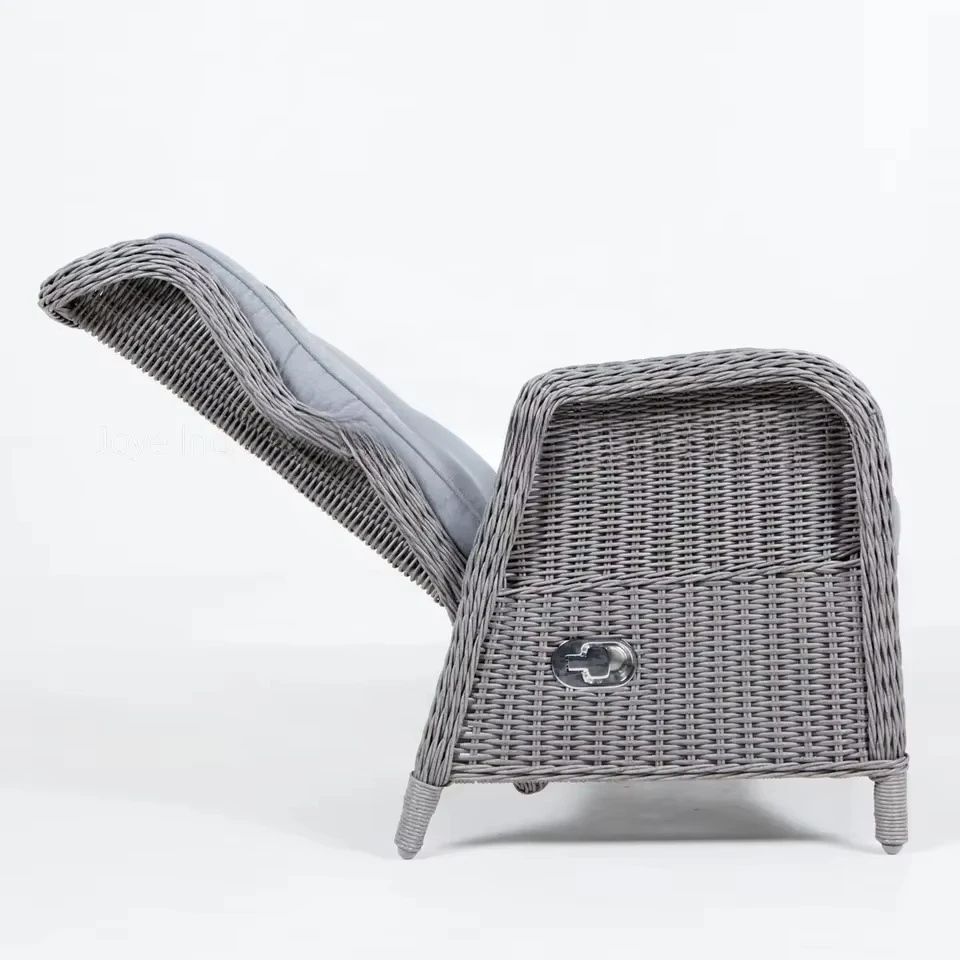 Modern Garden PE Rattan Reclining Single Sofa Furniture Dining Chair Outdoor Alu Frame Wicker Garden Recliner