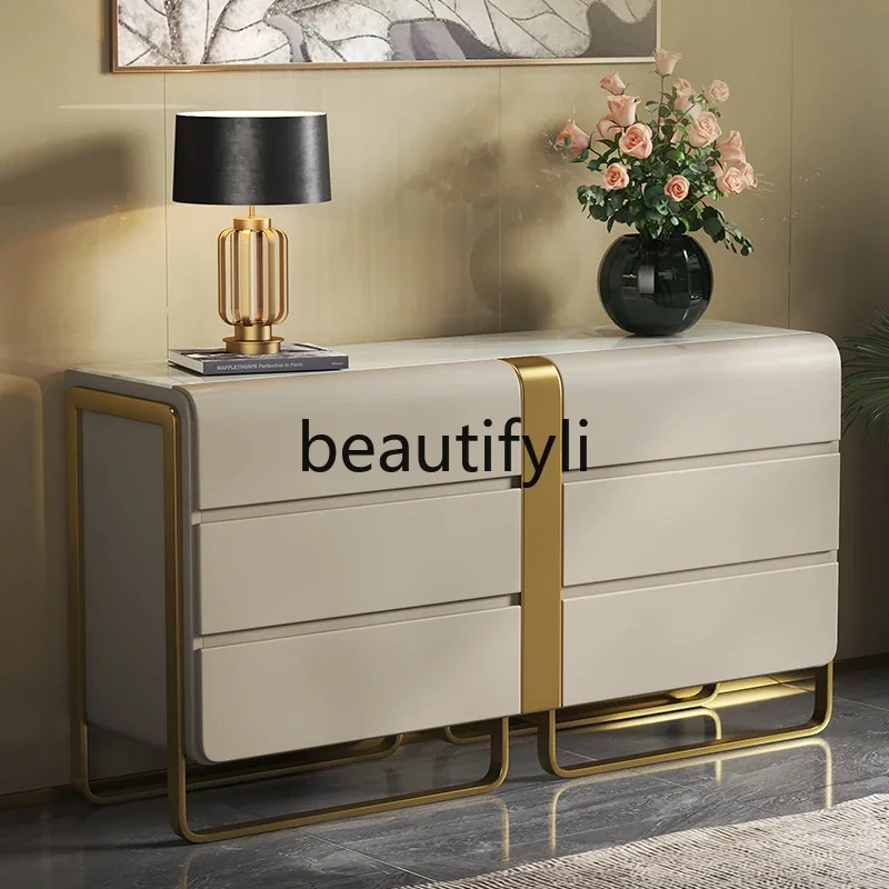 Light luxury six-chest cabinet bucket cabinet fashionable marble custom high-end TV cabinet