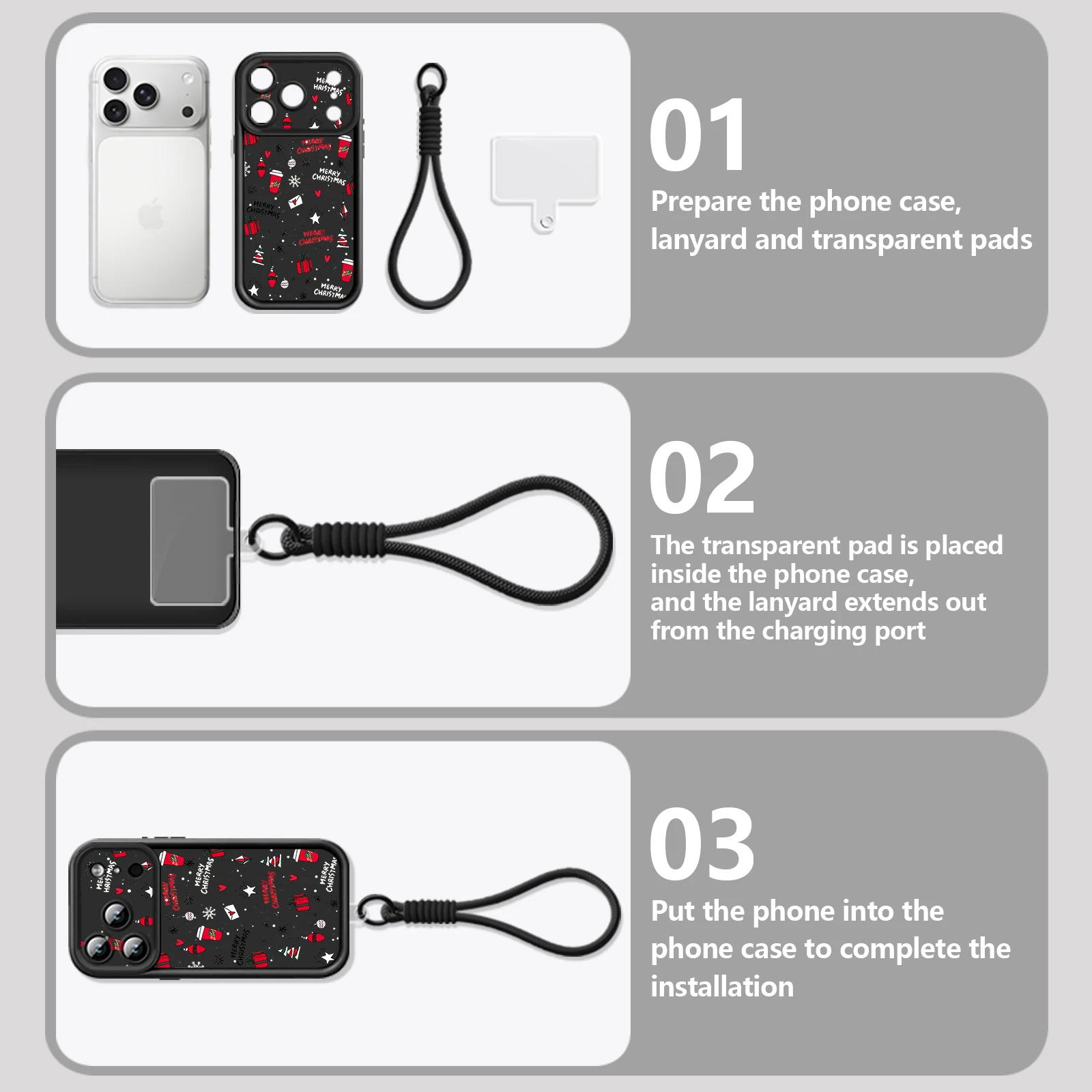 هدايا عيد الميلاد المطبوعة جراب هاتف آيفون 17 برو ماكس 16E الهواء 16 14 15 برو 12 13 برو ماكس شريط للرسغ الحبل لينة غطاء من البولي يوريثان #3