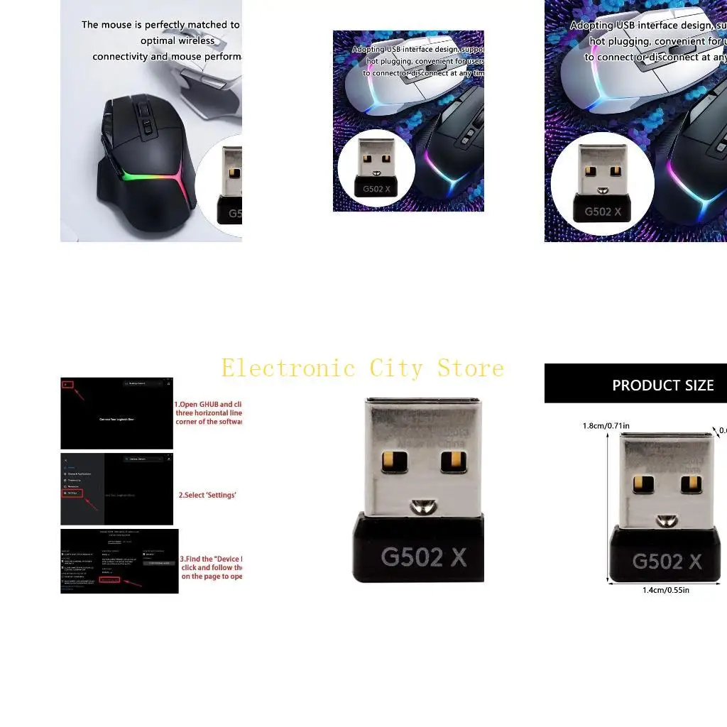 

High Performances USB Dongle for G502 X / G502 X PlusLightspeed Mouse Receiver Adapter for Ensuring Stable Connection HU8D