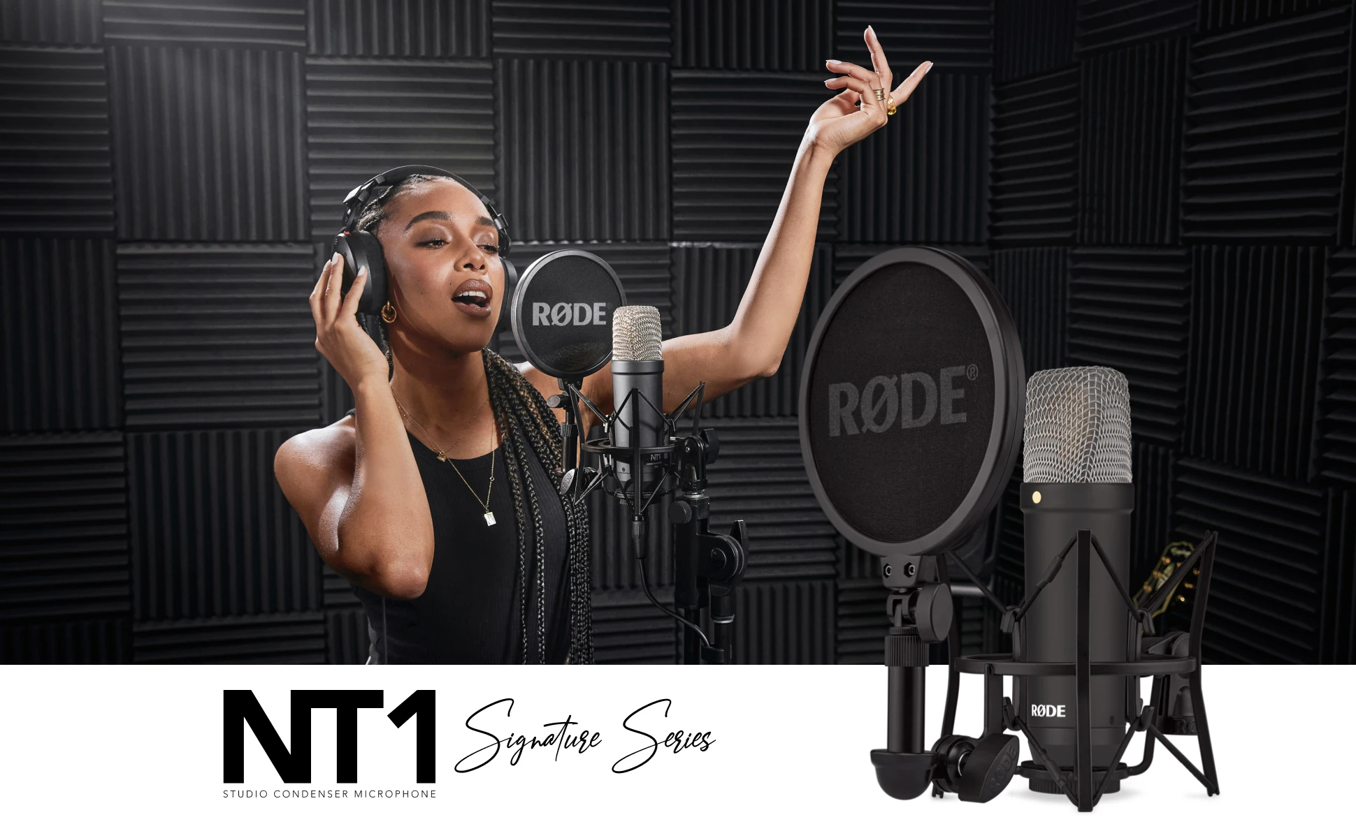 RODE NT1 Mic Large-Diaphragm Condenser Microphone with Shock Mount for Music Production Vocal Recording, Streaming Podcasting