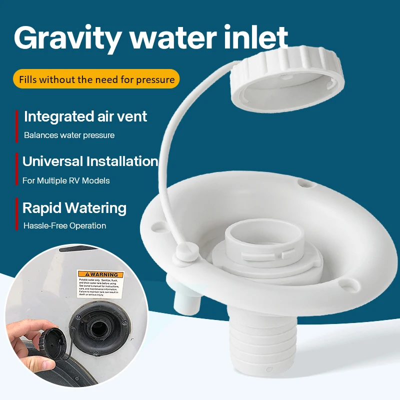 

Universal RV Gravity Water Inlet Fill Hatch Rapid Fill Design with Integrated Vent for Camper, Trailer, CaravanI