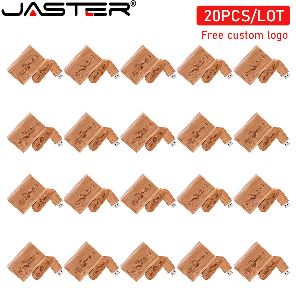 

JAETER 20PCS/LOT Wooden Free logo Swivel Saber Pen drive USB 2.0 Flash Drives 128GB High speed Memory stick Creative gift U disk