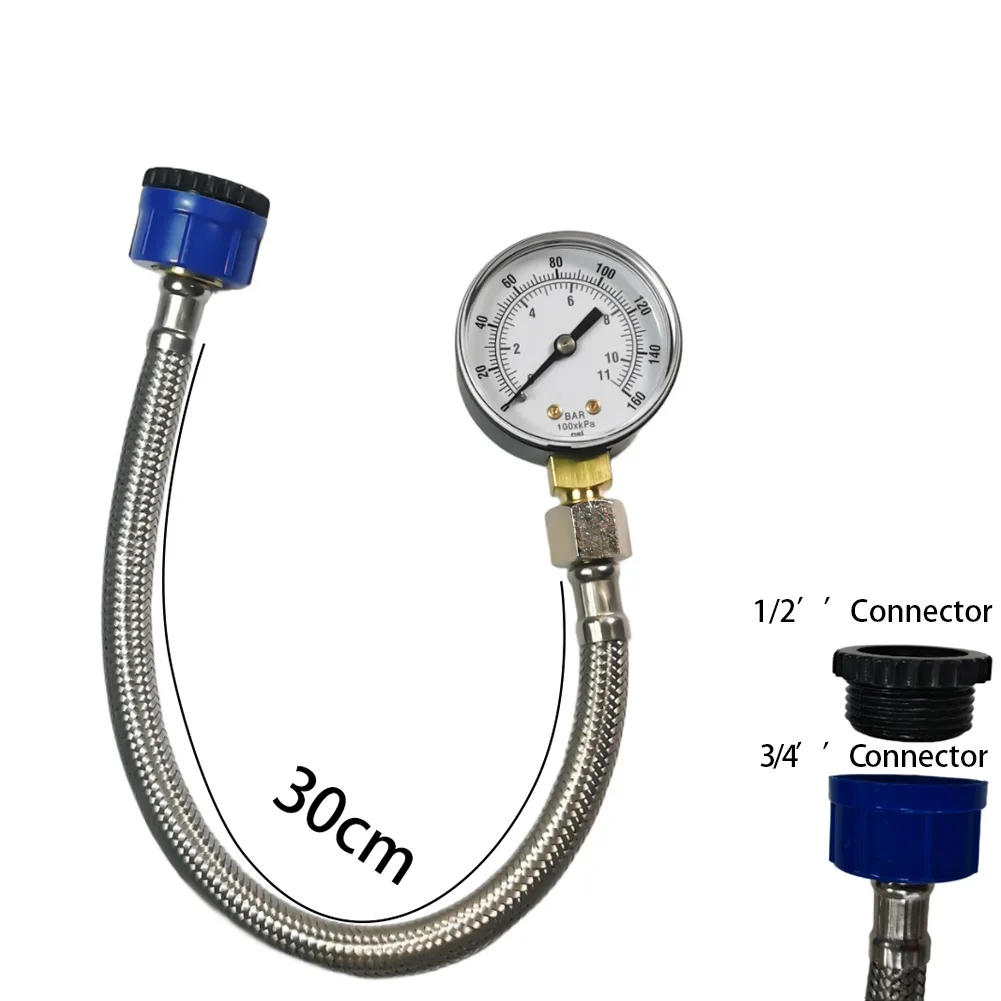 Tap Water Pressure Gauge Tap Water Pressure Test Kit - Water Meter Faucet, Water Heater, Piping 0-11 Bar 0-160 Psi Pressure-Test