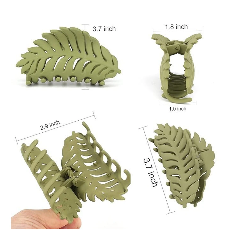 แฟชั่นอะคริลิค Leaf Shaped ผม Claw ผู้หญิงลื่นขนาดใหญ่ Strong Hold Shark Jaw คลิปสําหรับผมยาวหนาฤดูร้อน Headwear