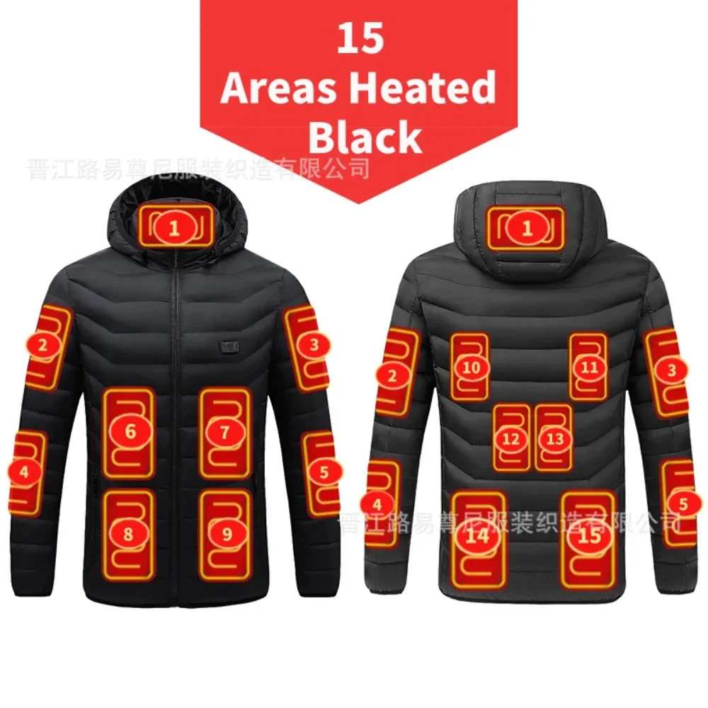 19/21 HEATING ZONES Men Women USB Heating Jackets Winter Warm Heated Parkas Electric Heated Jackets Waterproof Warm Jacket Coat