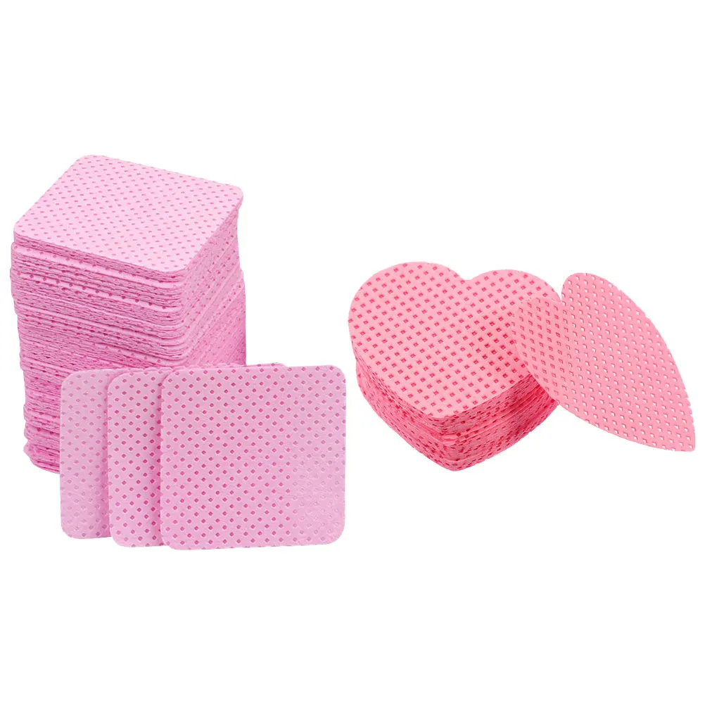 

400pcs Cleaning Pads Nail Polish Remover Cotton Sheets Pink Heart Shaped Glue Wipes Travel Gel Nails Acrylic Safe