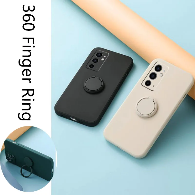 360 Finger Ring Holder Silicone bracket Phone Case For OPPO A17 A16 A54 A74 A77 A57 A94 A58 A55 A96 A91 A53 A52 A72 Back Cover