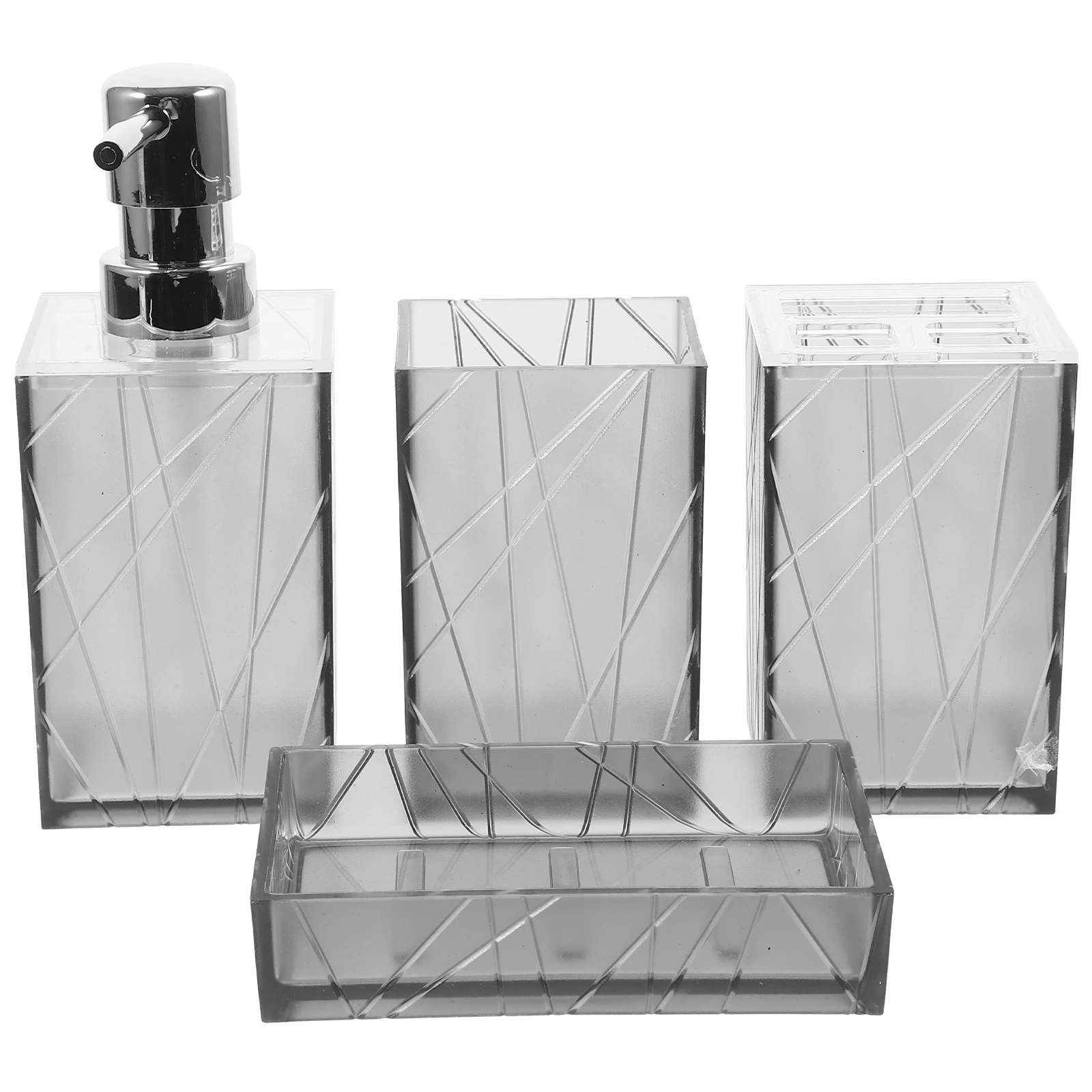

1 Set Plastic Bathroom Accessories Kit Soap Dispenser Toothbrush Holder Soap Tray Cup Refillable Shampoo Container Portable