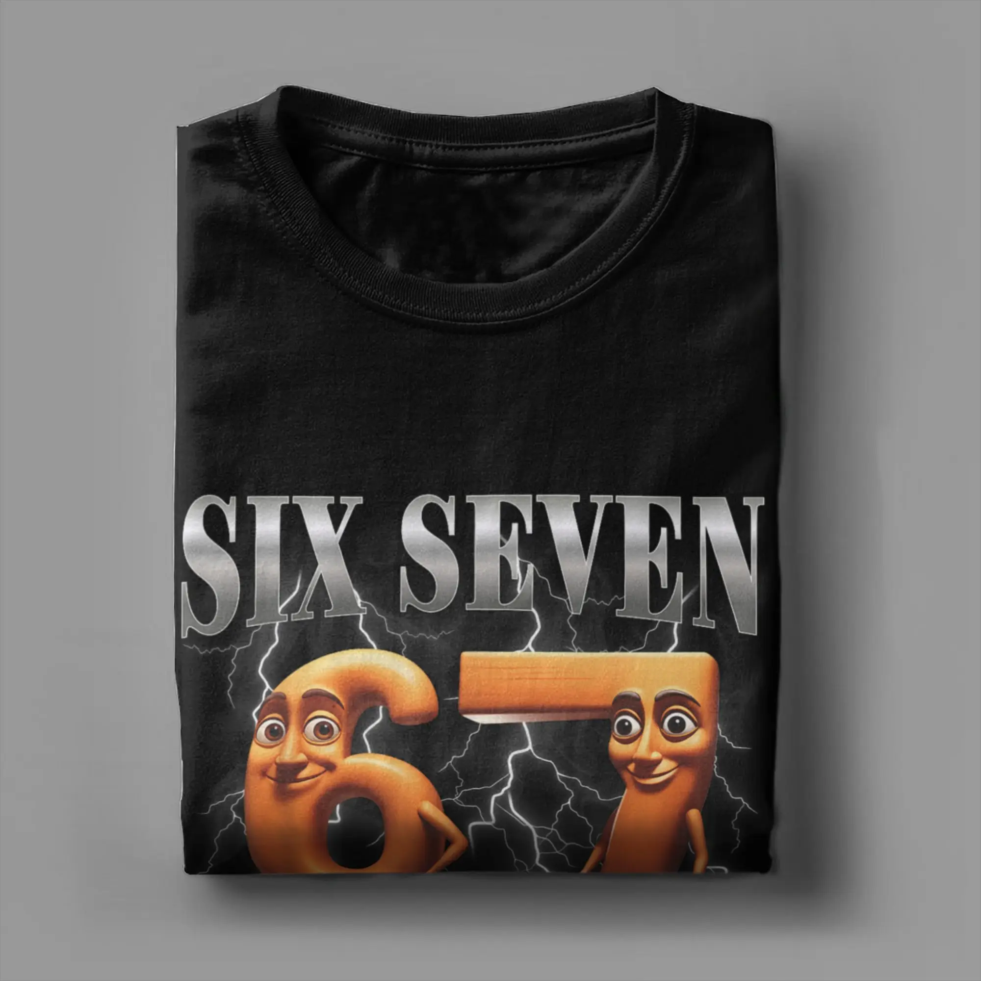 Funny 67 Italian Brainrot Tung Tung Sahur Six Seven Meme T Shirt Men Cotton Novelty T-Shirt O Neck  Tees Short Sleeve Clothes