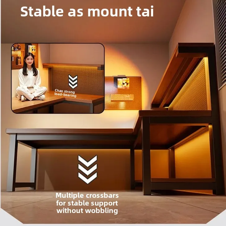 Modern Corner Computer Desk L-shaped Hole Desk Integrated Household Bedroom Study Table, Corner Laptop Stand E-sports Table