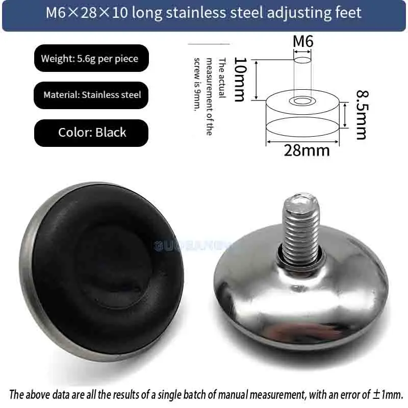 Stainless Steel M6 Screw Adjustable Furniture Feet Table Chair Leveling Glides Height Adjustable Support for Home Office
