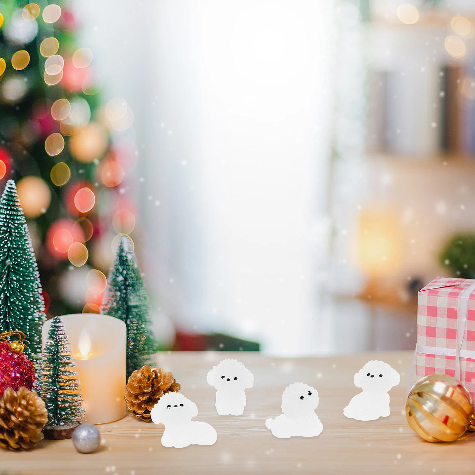 

8 Pcs Bichon Dog Figurines Glow In The Dark Mini Resin Office Decor Tiny Puppy Statues Garden Animal nament
