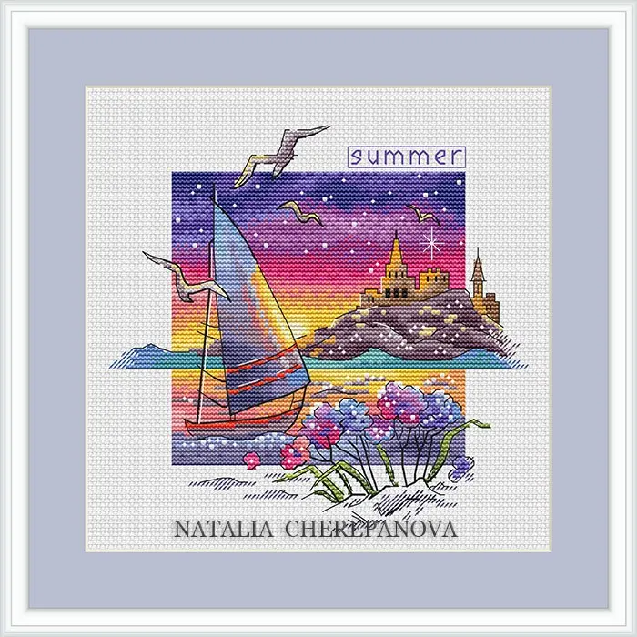 Sailing boats in the afterglow of summer  Handmade Needlework Embroidery DIY DMC Cross Stitch Kits Crafts 14CT Unprinted