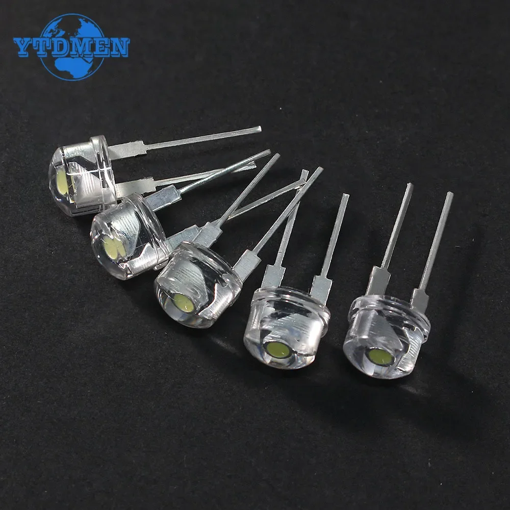 10-50 SZTUK Słomkowy kapelusz Led 8mm Niebieski Zielony Czerwony Żółty Biały Ciepły Biały LED Super Jasna Dioda elektroluminescencyjna F8 0.3W 0.5W 0.75W