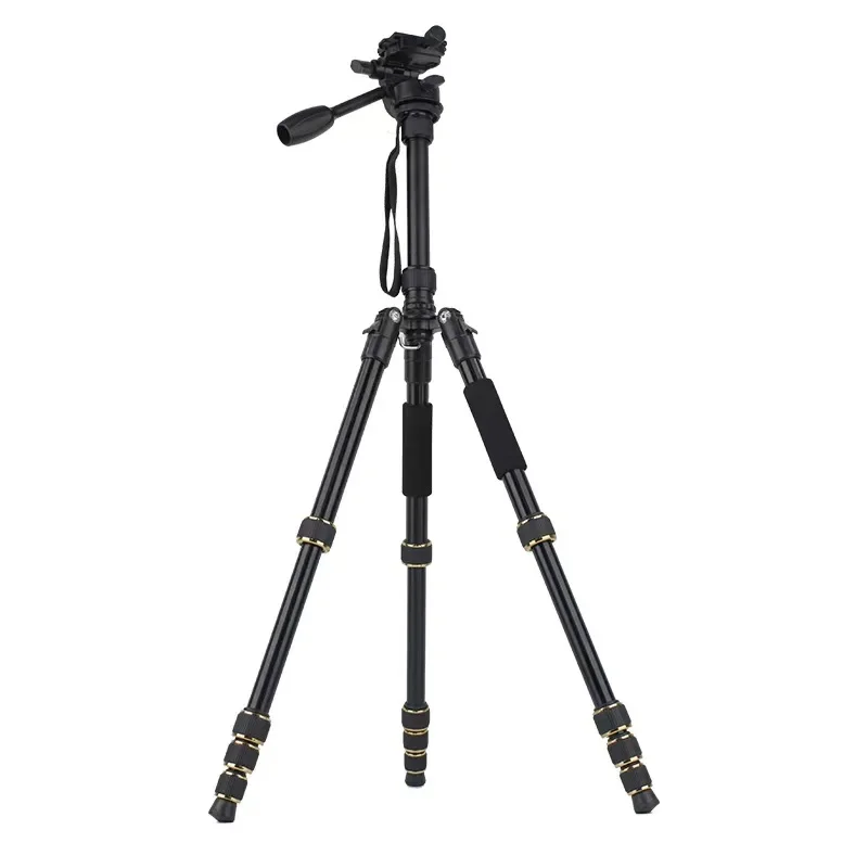 

Aluminum alloy SLR camera tripod five sections 3D damping gimbal metal layout ball