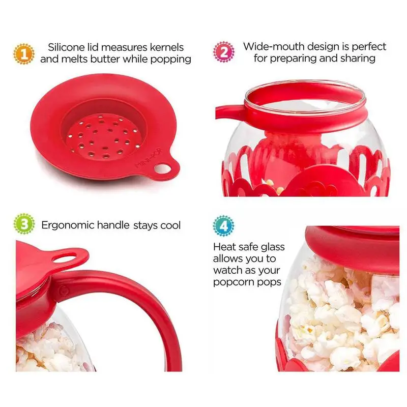 Immagine 7: Popcorn Maker microonde Snack Popcorn Air Poppers 2.25 Quart Popcorn Bowl accessori da cucina in borosilicato per Popcorn fatti in casa