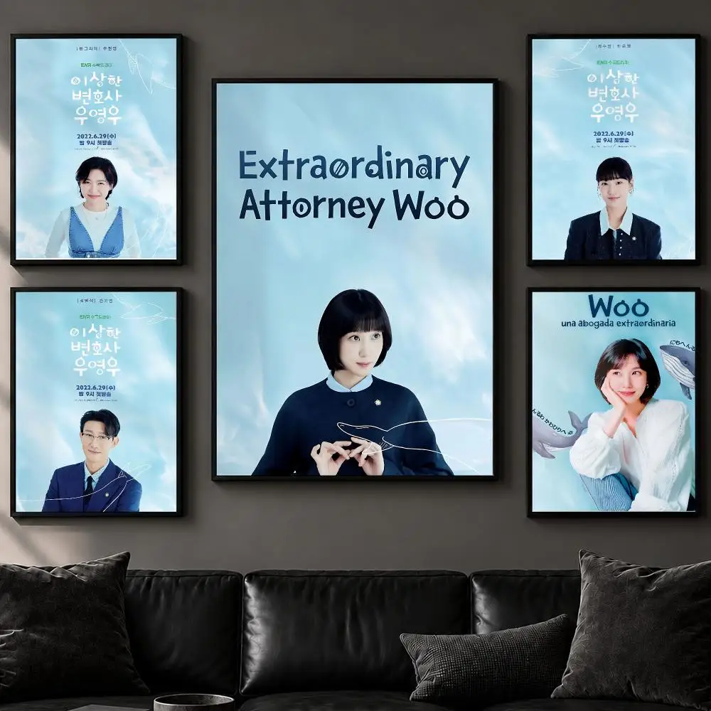 Drama E-Extraordinary Attorney WooS Poster Art  Self-Adhesive No Glue Residue Wall Decor for Bedroom Living Room