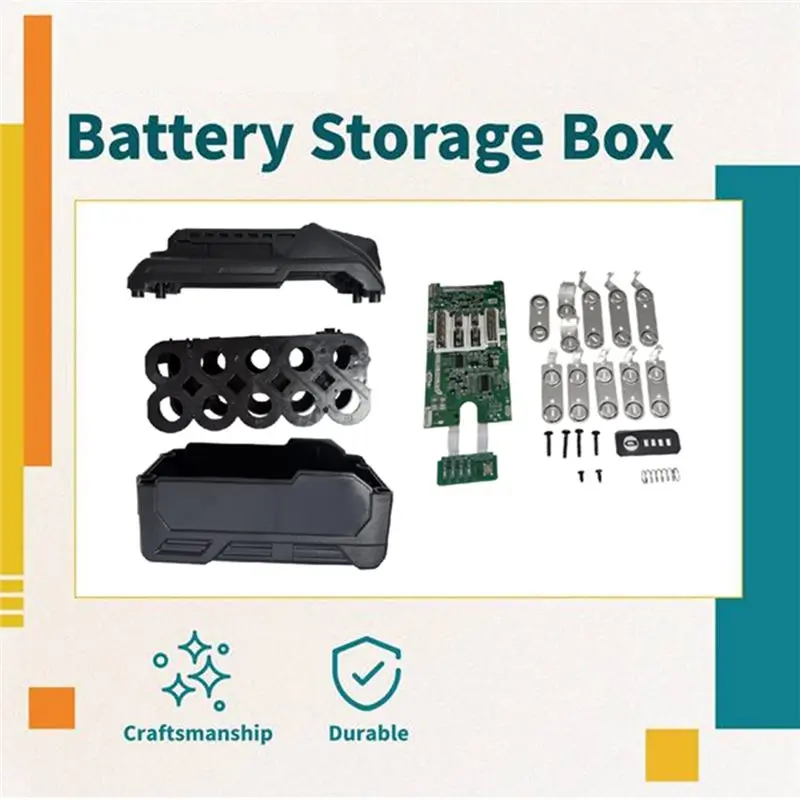 For 40V Power Tools Replacement Parts- Storage Box Case Charging Board Nickel Strips Set 10Core 21700 Battery