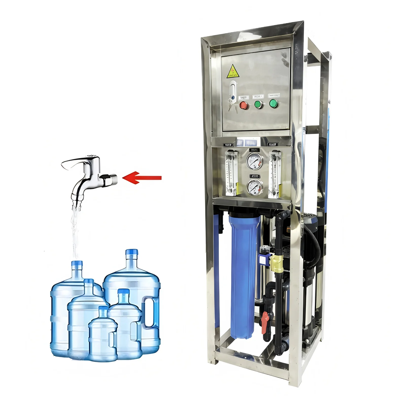 Simple-type Industrial RO Reverse Osmosis Water Purifier (Stainless Steel Material) - Water Treatment Equipment
