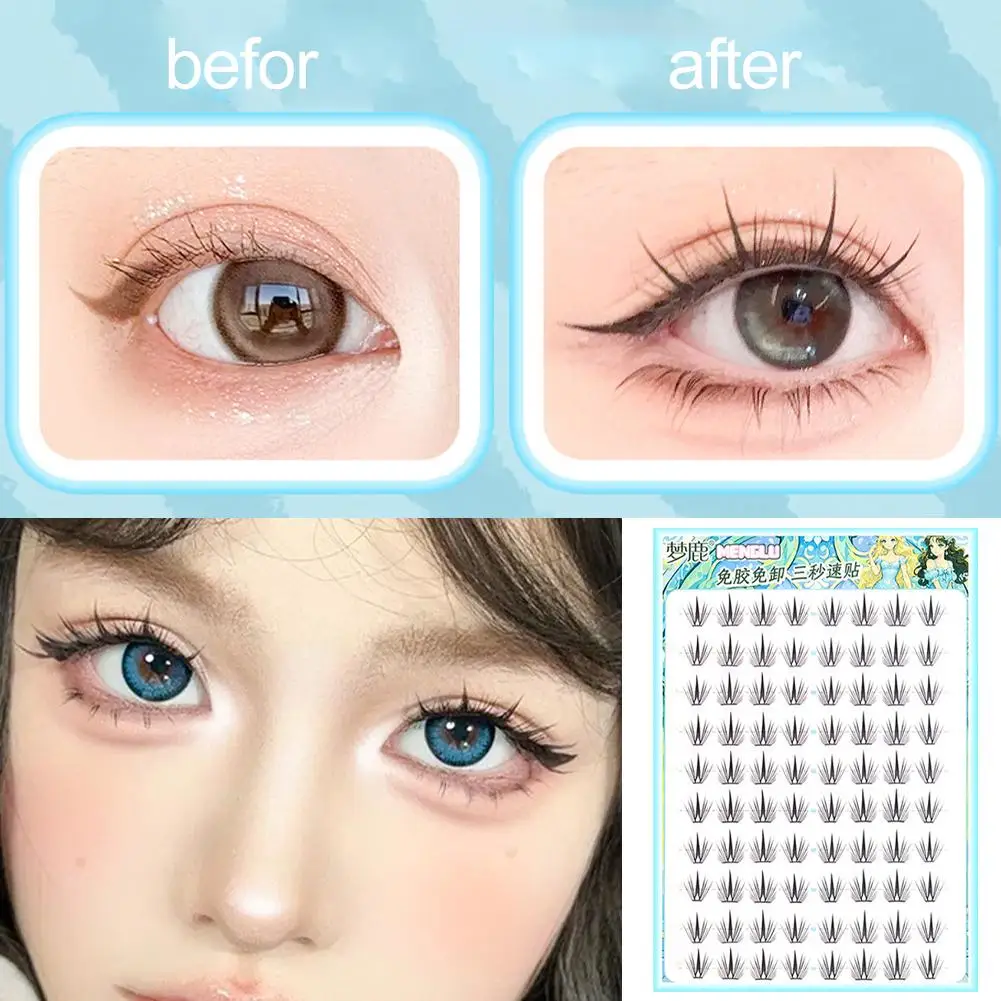 

Arc-shaped False Eyelashes Natural Curling DIY Fluffy Segmented Glue-free Self-adhesive Eyelashes Clusters Lashes False N5T8