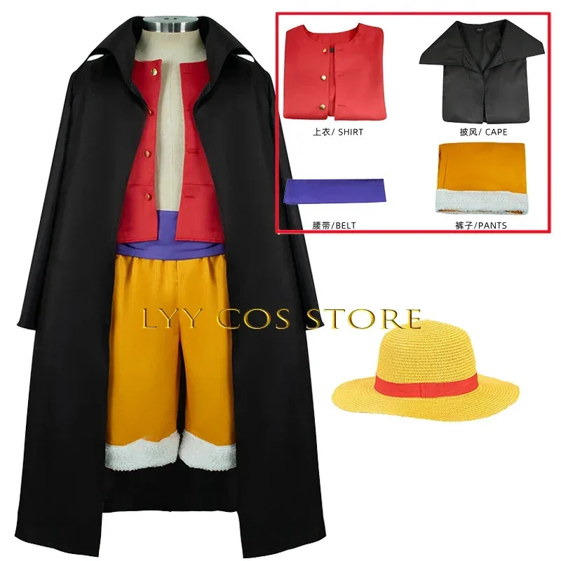 

Cosplay Anime Monkey Luffy Cosplay Wano Country Costume Wig Trench Coat Sorts Hat Kimono Suits Halloween Costumes Suit