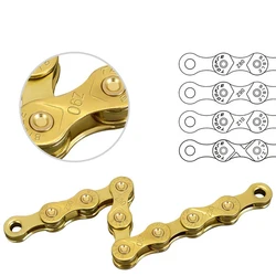 YFASHION Mountain Bicycle Chain Single/6/7/8/9/10/11/12 Speed Bike Chain Kit Full Electroplated Anti Rust Gold Bike Chain