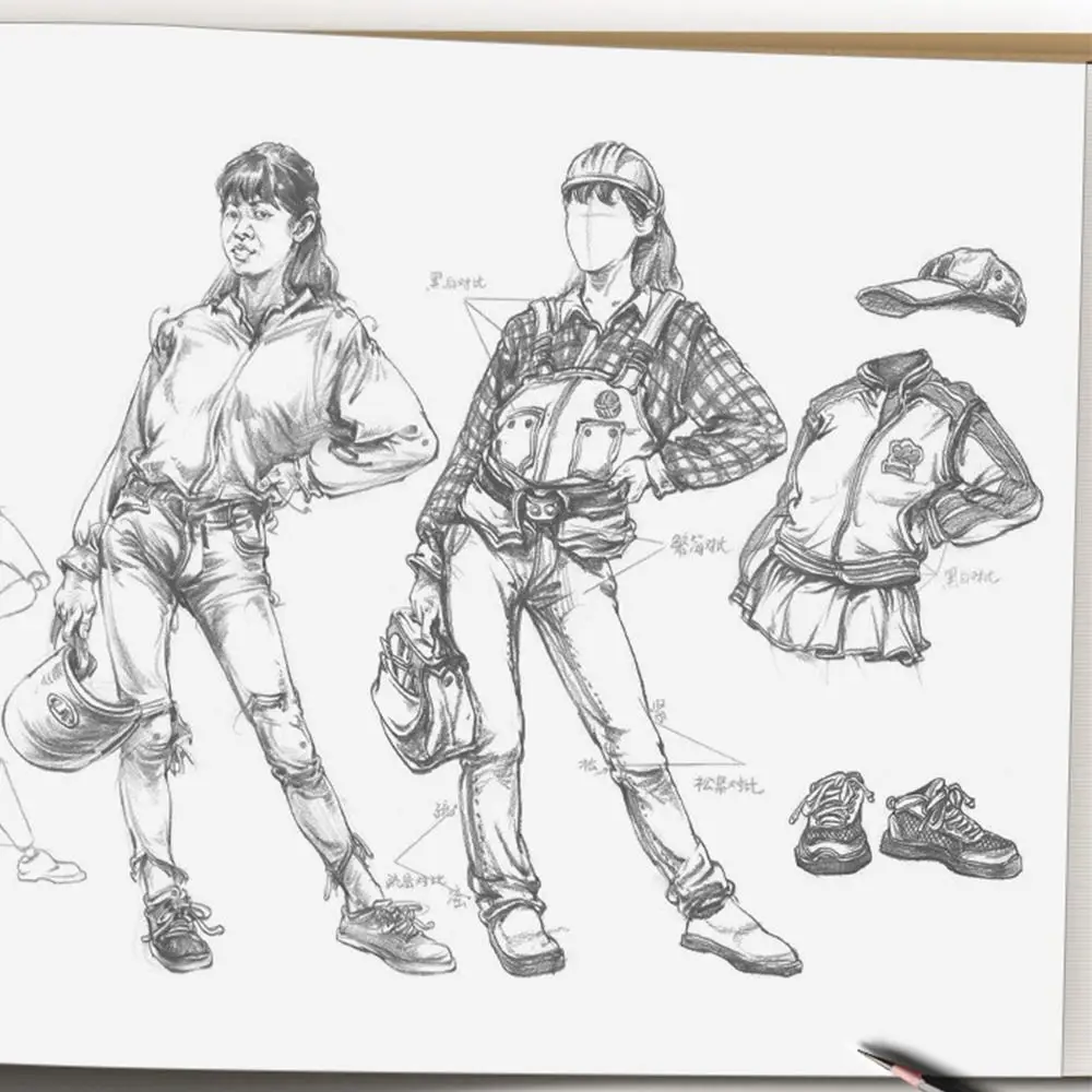 Hand Drawn Hand Painted Tutorial Book Sketching Practicing Tracing Sketch Book Characters Studying Line Draft Practice Book