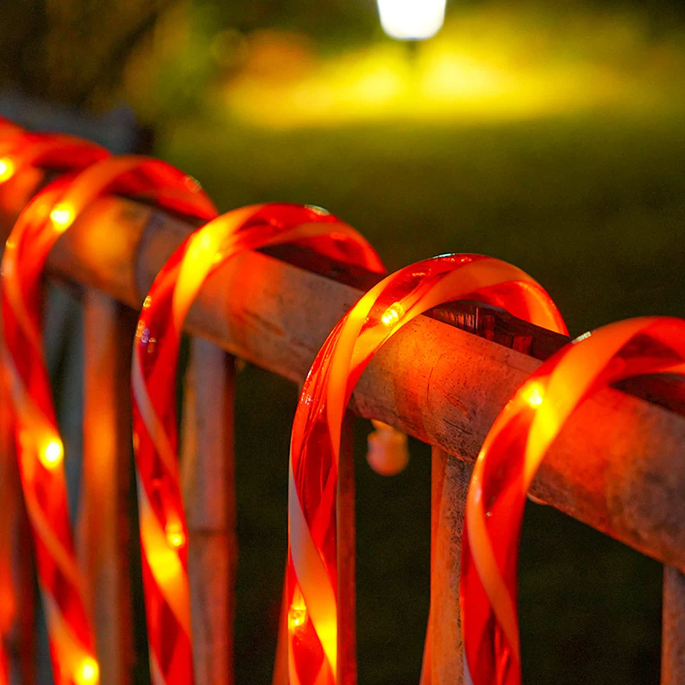 Christmas Candy Cane Lights Outdoor Pathway Markers with Stakes Waterproof Timer Walkway Christmas Decoration Patio Candy Lights