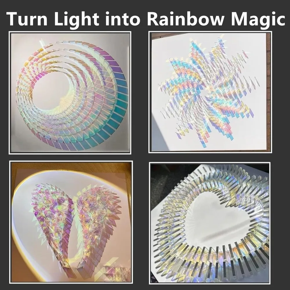 50pcs Rainbow Iridescent Mosaic Tiles Acrylic Dual Tone Surface Mosaic Squares Iridescent Finish Smooth Edges