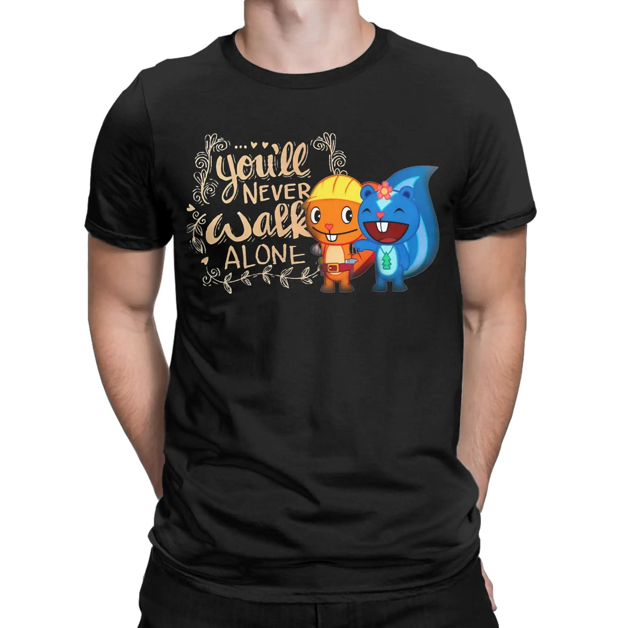 Hyper Pop Cartoon Illustration Novelty 100% Cotton T-Shirt Happy Tree Friends Tees Tops For Men