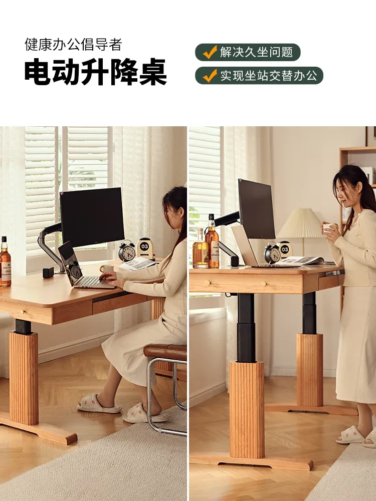 مكتب كهربائي قابل لضبط الارتفاع من الخشب الصلب الاسكندنافي - طاولة كمبيوتر مريحة مع إعداد الذاكرة المسبقة | المكتب المنزلي والغامي #3