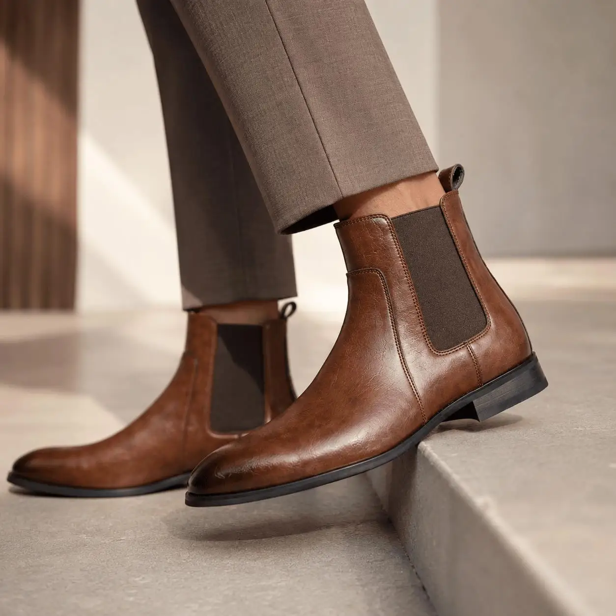 Chelsea Boots Herren Casual Marken-Komfortstiefel 2026 Modische Lederstiefel