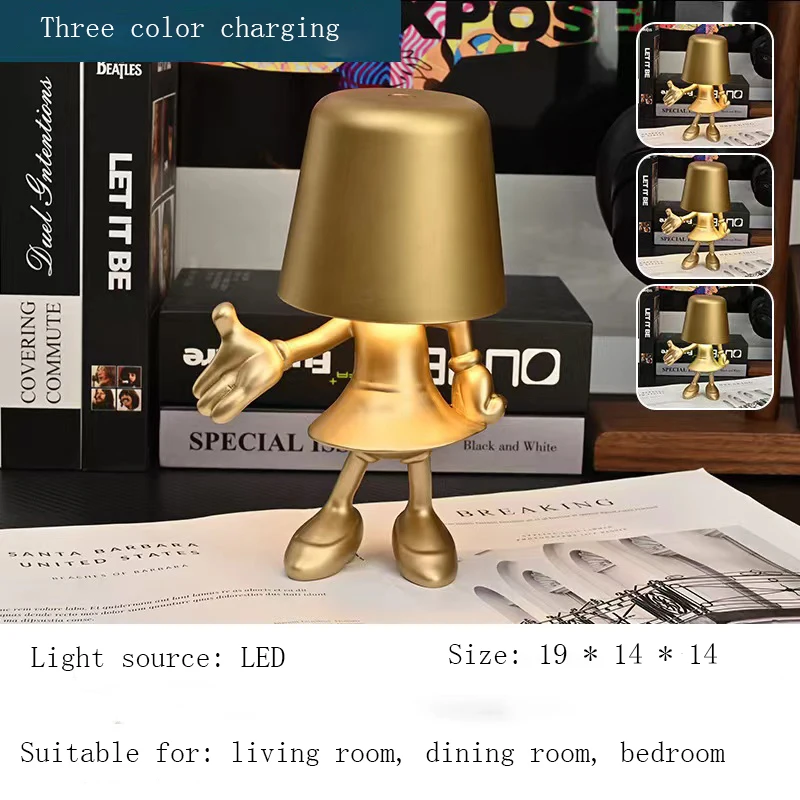 XiaoJinRen Touch Desk Lamp, Study Room, Bedside Lamp, Italian INS Decorative Resin Lamp, USB Charging