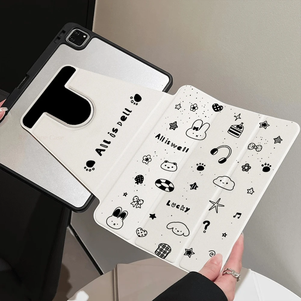 Simple Line Cute Rabbit Table Case For Samsung Tab S9 Plus S9 FE Plus S10 Plus A9 A11 Plus S7 Plus S8 Plus A8 S7FE S6 Lite Cover