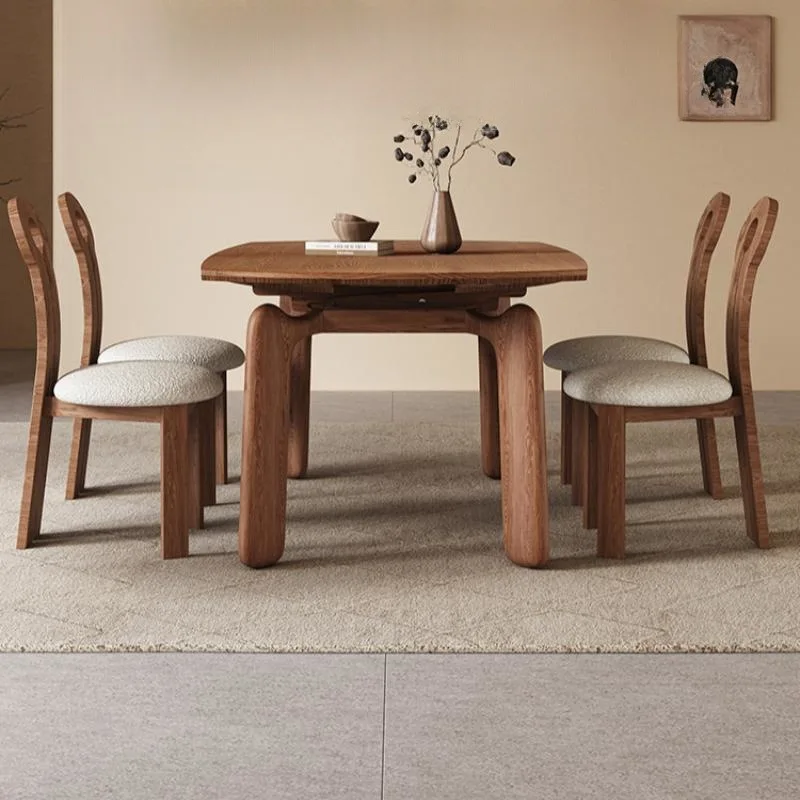 

All Solid Wood Variable Round Table Household Small Apartment Ash Wood Round Folding Dining Table