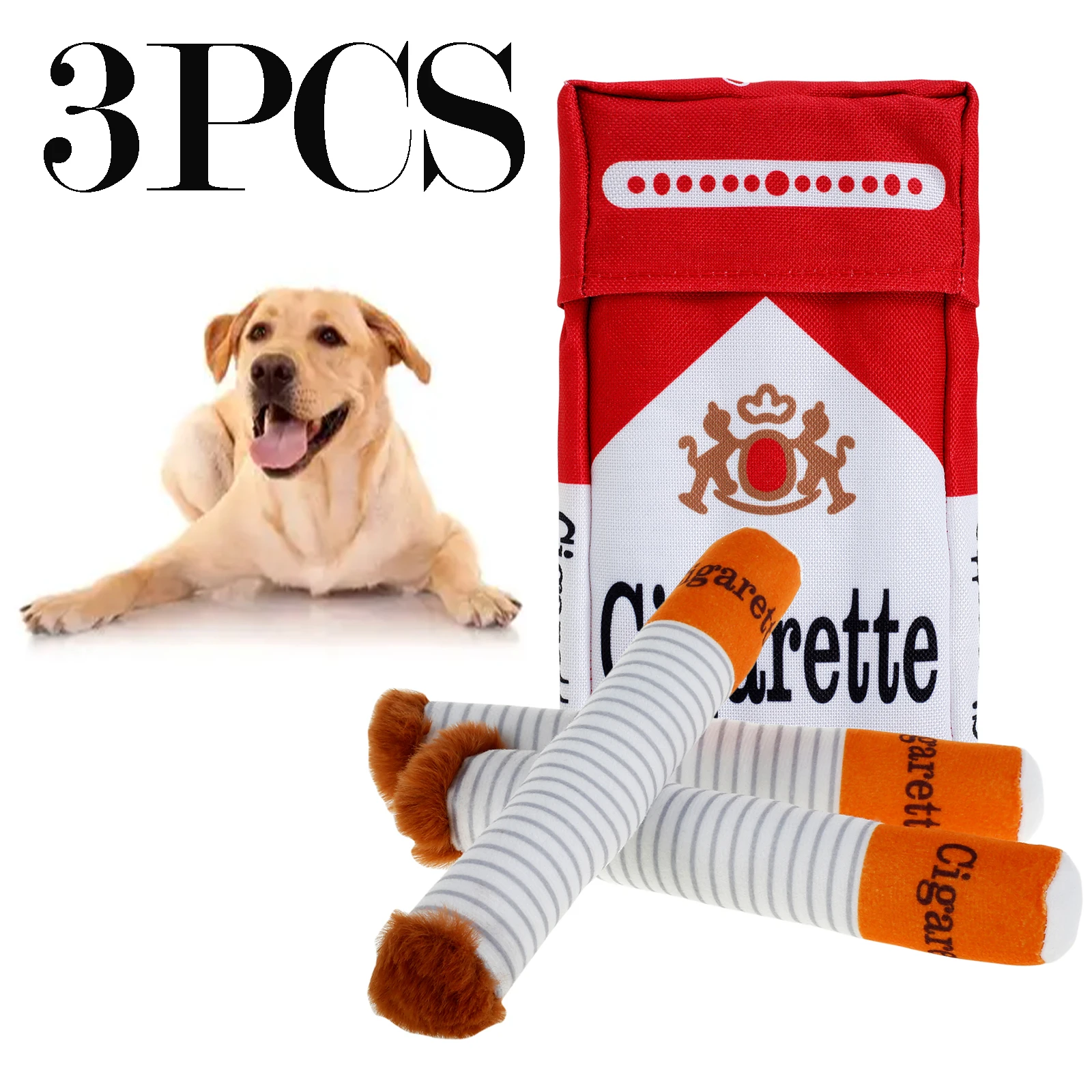 3 stücke Hund Zigarette Hintern Plüsch Spielzeug Kreative Produkte Zigarette Hintern Design Hunde Kauen Spielzeug Lustige Quietschende Haustier Spielzeug für spielen