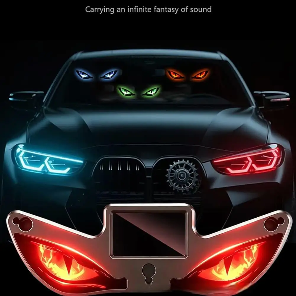 Dynamic Devil Eyes LED Car Sticker Suction Cup Windshield Decorative Light Animated Eye Window Display Light For Car Interior