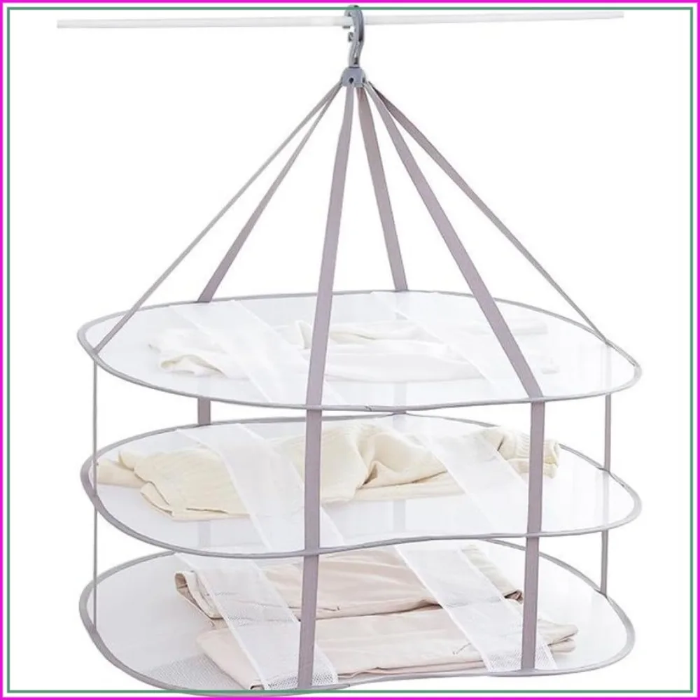 3-Tier Folded Mesh Clothes Hanging Dryer, Sweater Drying Rack 30.3"L x 24.5"W x 30.7"H