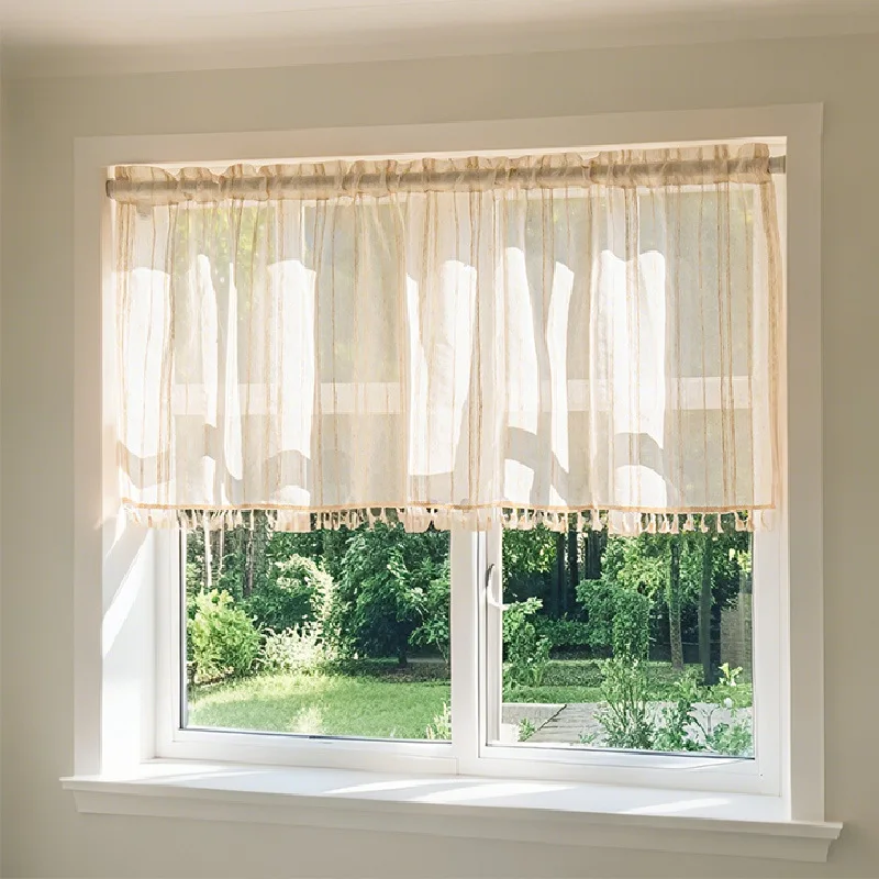 short curtain, partition curtain, non-punching through rod cloth curtain, kitchen bedroom balcony