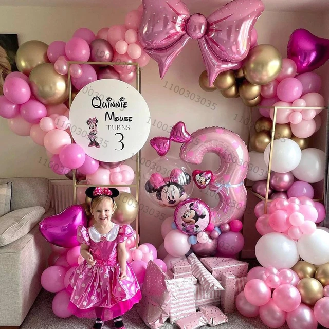 167pcs Pink Minnie Mouse Theme Birthday Party Balloons Garland Arch Kit 32 Rose Gold Number 3 4 5th Foil Balloon Globos AliExpress
