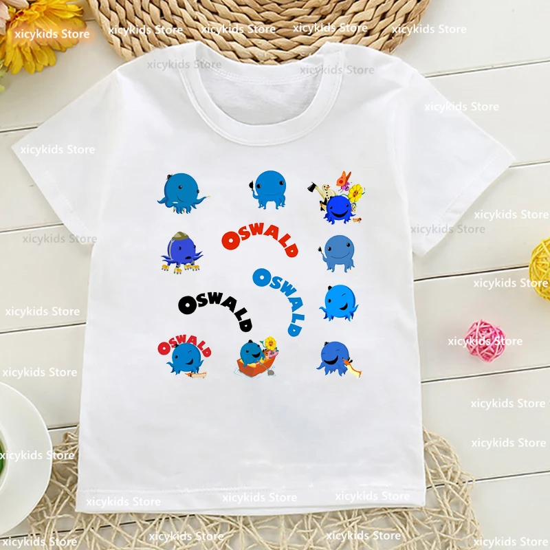 

New boys t shirts Funny Oswald The Octopus Cartoon Print Girls t-shirts Fashion young children tshirts Cute boys girls clothes