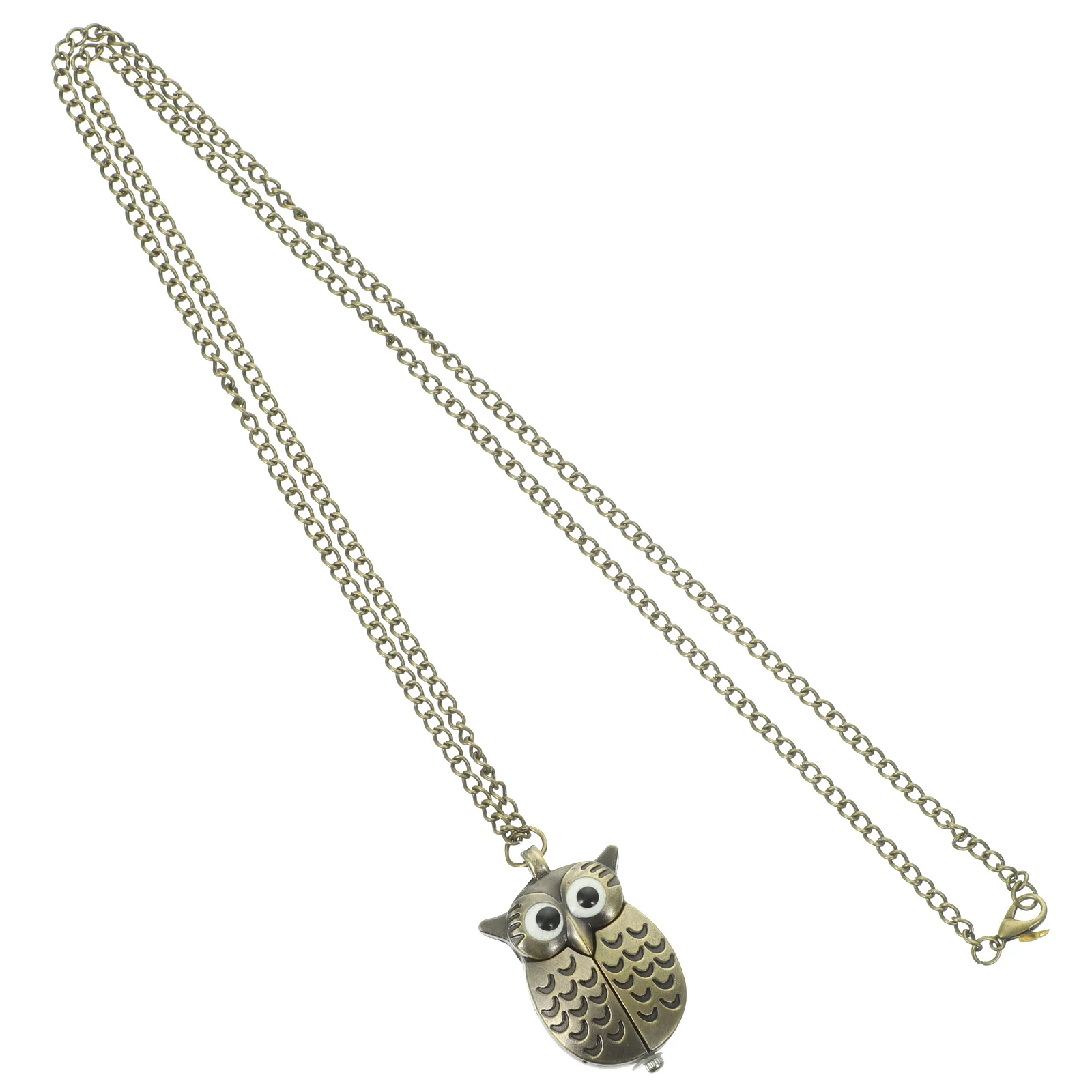 ساعة جيب كوارتز برونزية عتيقة على شكل بومة، سلسلة بدلاية كلاسيكية، هدية أنيقة للساعة اليومية #1