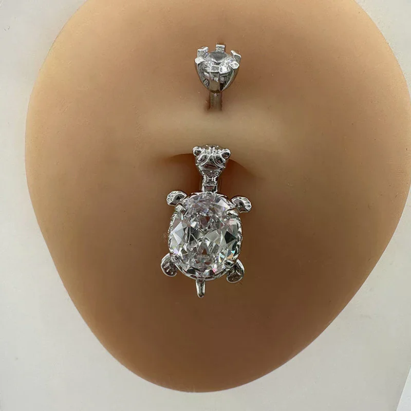 المرأة شخصية السلحفاة المعلقات خواتم السرة الزركون البطن زر مجوهرات ثقب الجسم الإكسسوارات