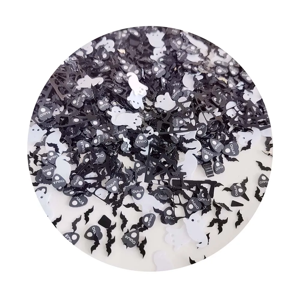 Black Heart White Ghost Web Bat Mixed Clay Cartoon Slice Polymer Clay Sprinkles Halloween Party Decoration