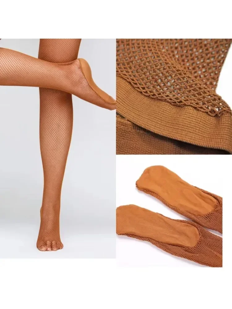 Collants professionnels en maille dure, bas en résille pour danse latine, compétition, semelle spéciale, ligne d'os antidérapante, chaussettes Oxford