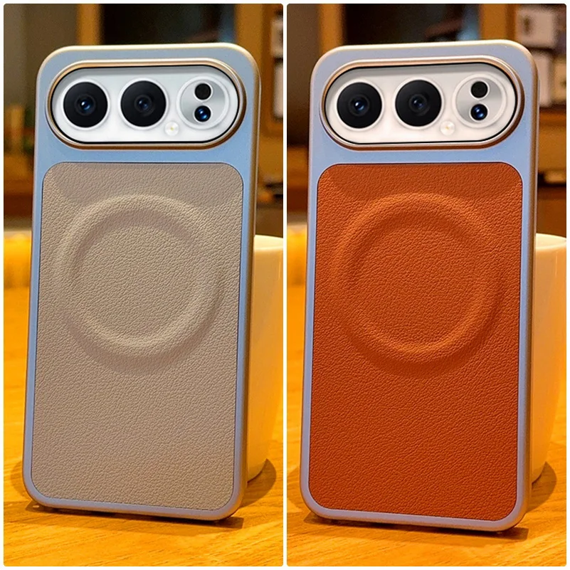 حافظة مغناطيسية بنمط ليتشي من الجلد بلون نقي لهاتف Honor 500 Pro كاميرا كاملة الحزمة ذات حافة صلبة غطاء مقاوم للصدمات