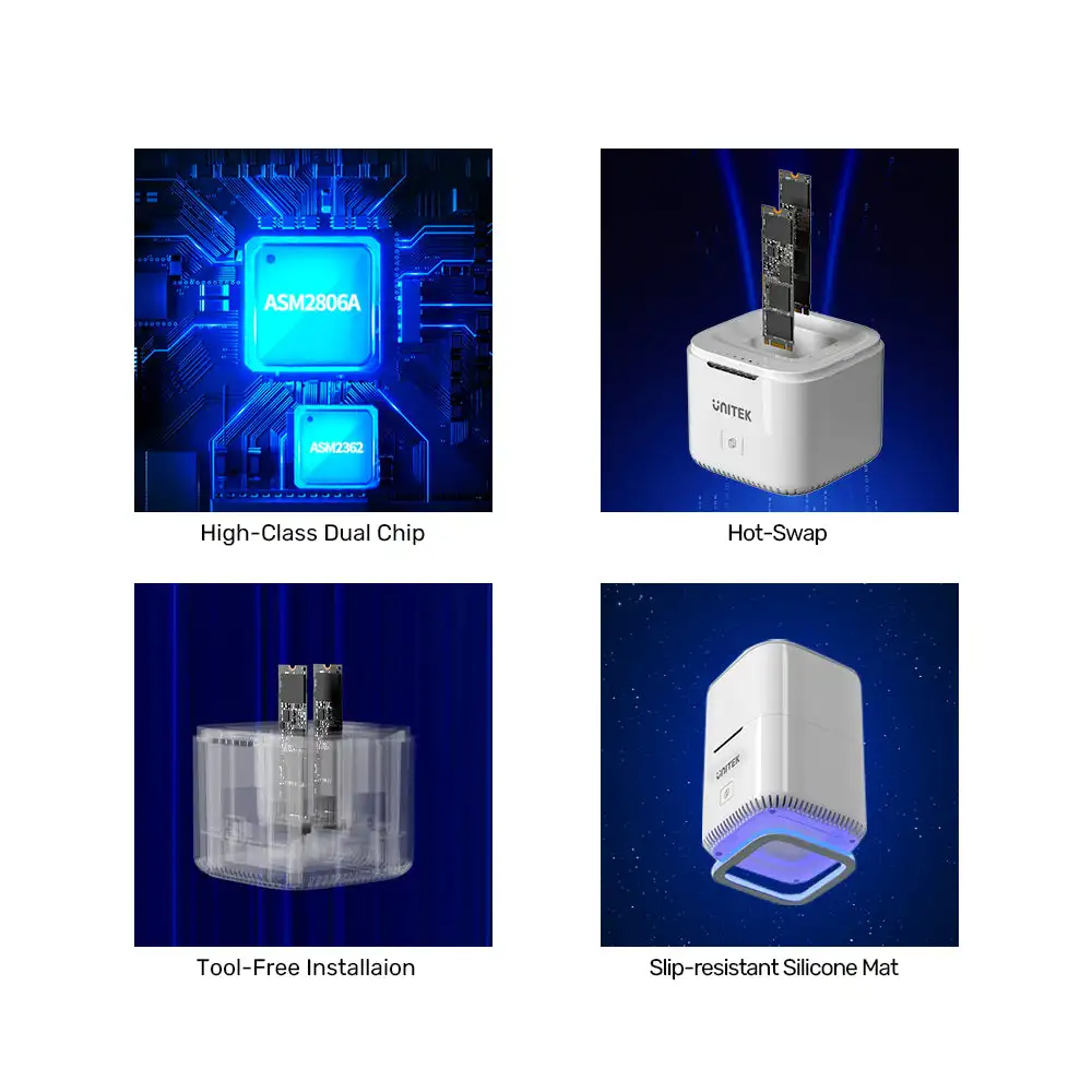 Adaptador USB C 10Gbps Dual M.2 tipo C a PCIe NVMe M.2 Dock de unidad con clon sin conexión UASP TRIM Plug & Play para MacBook Laptop PC