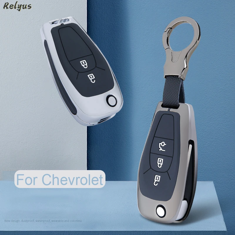 Folding Zinc Alloy Silica Gel Car Key Case Cover Fob For Chevrolet Cruze Aveo Malibu Onix Cobalt Captiva Spark Accessories